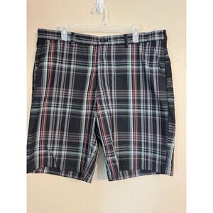 PGA Tour Pro Series Men's Plaid Golf Shorts Black Gray Red Size 38 Polyester